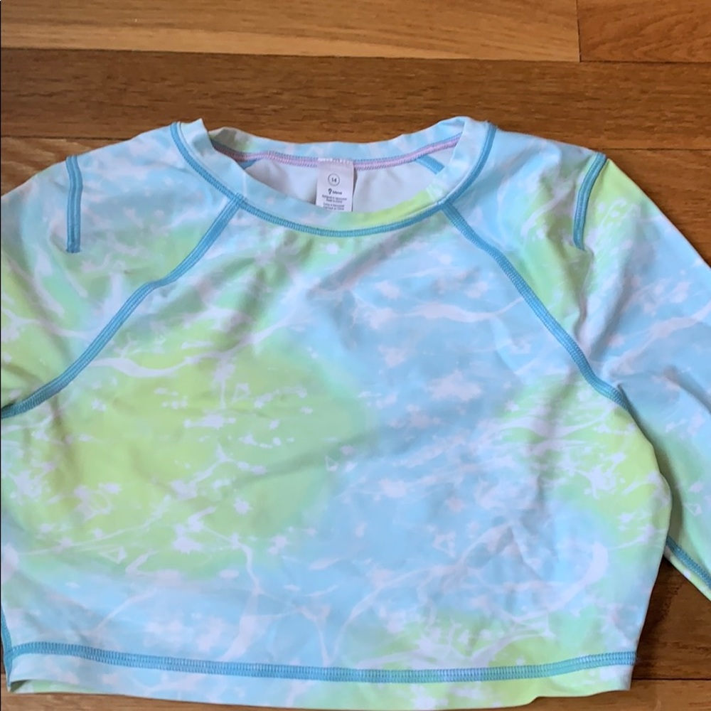 Ivivva blue and green long sleeve swim top